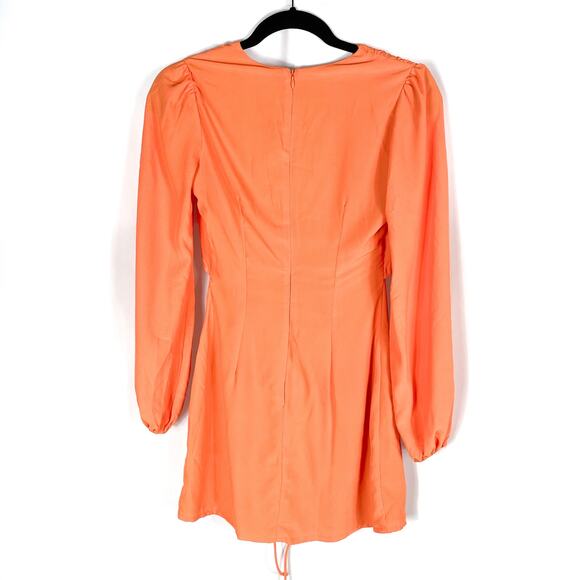 Superdown Selene Wrap Dress Orange Mini Front Tie V-Neck Long Sleeves‎ Sz XS - Picture 13 of 13